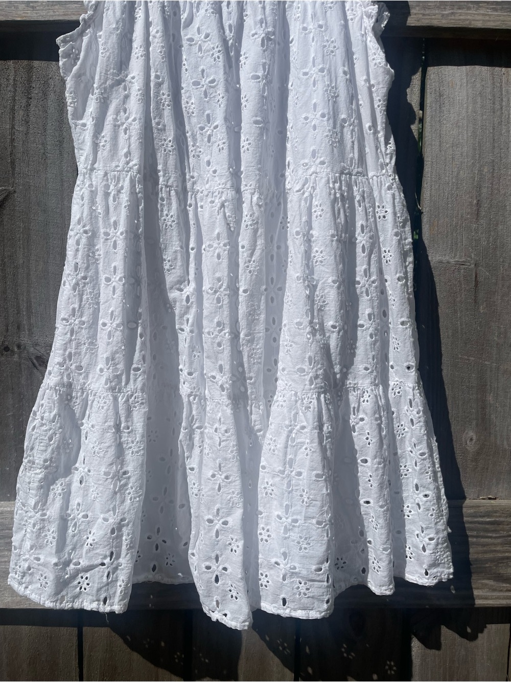 Mud Pie White Eyelet Tiered Mini Dress Sz M - Picture 3 of 10